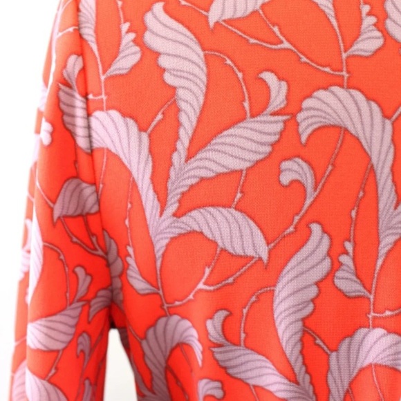 Ann Taylor Fern Always on Wrap Floral Wrap Tie Dress Long Sleeve Sz 6 Orange Red - Picture 5 of 7